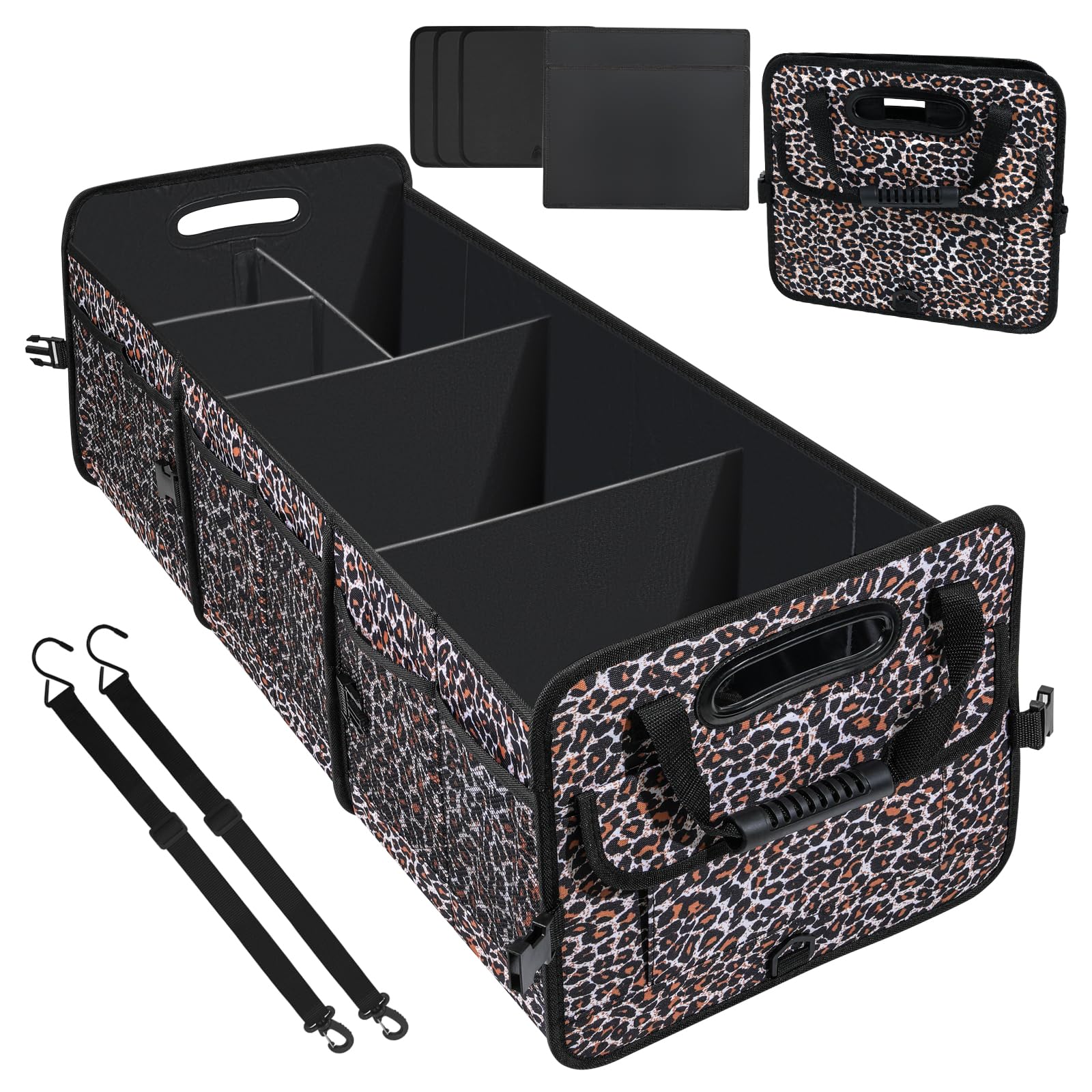 AOPHY leopard print front packaging showing organized compartments and bold design