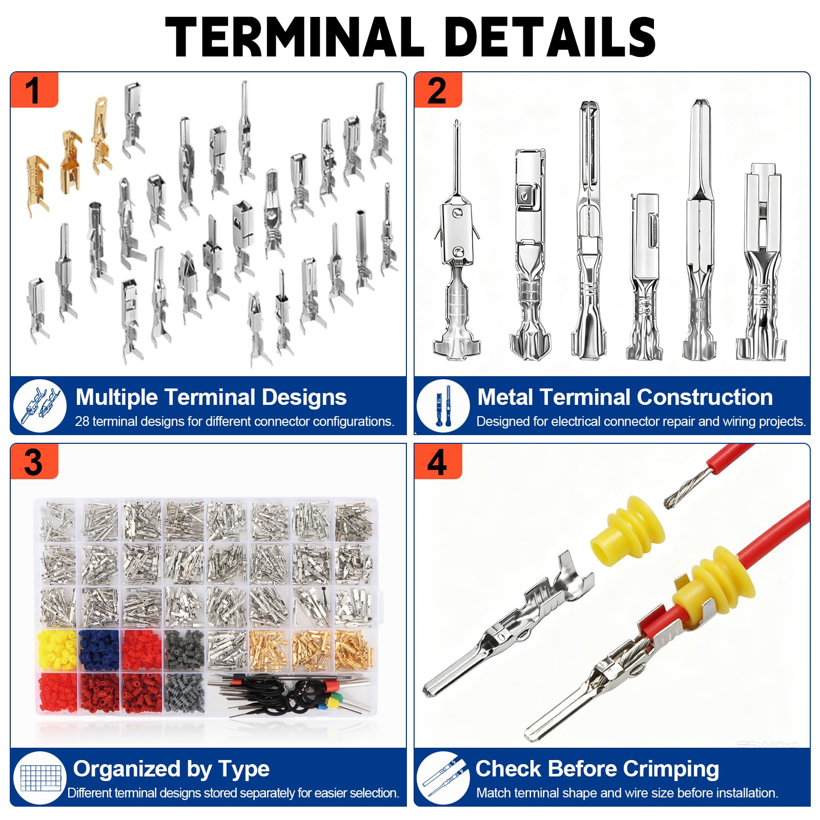 aopule size comparison and labels to pick correct terminal for each wire gauge