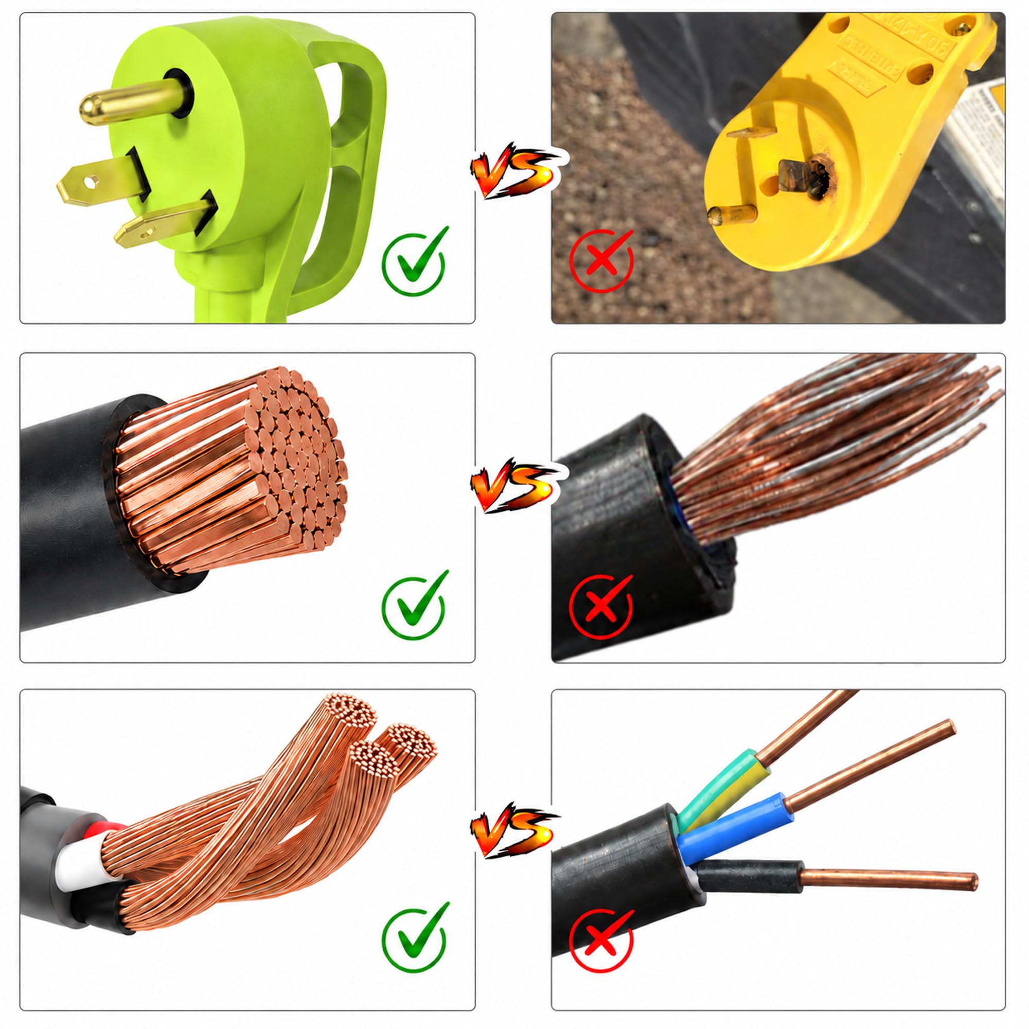 AOWEITOUR NEMA 5-15R receptacle detail showing molded housing for safer connections benefit