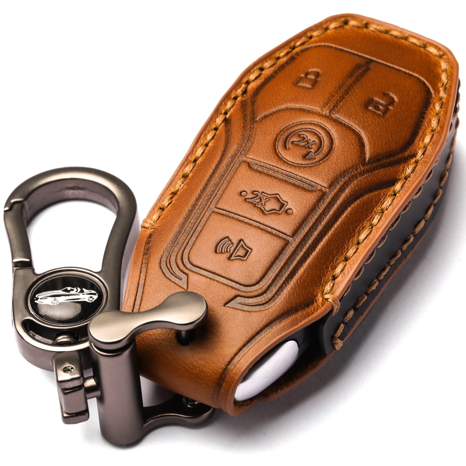 APEKUU front view leather key shell showing neat fit and improved protection