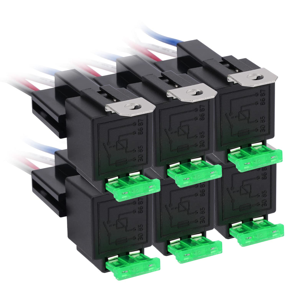 APIELE front view of 4-pin fused relay showing compact design and reliability