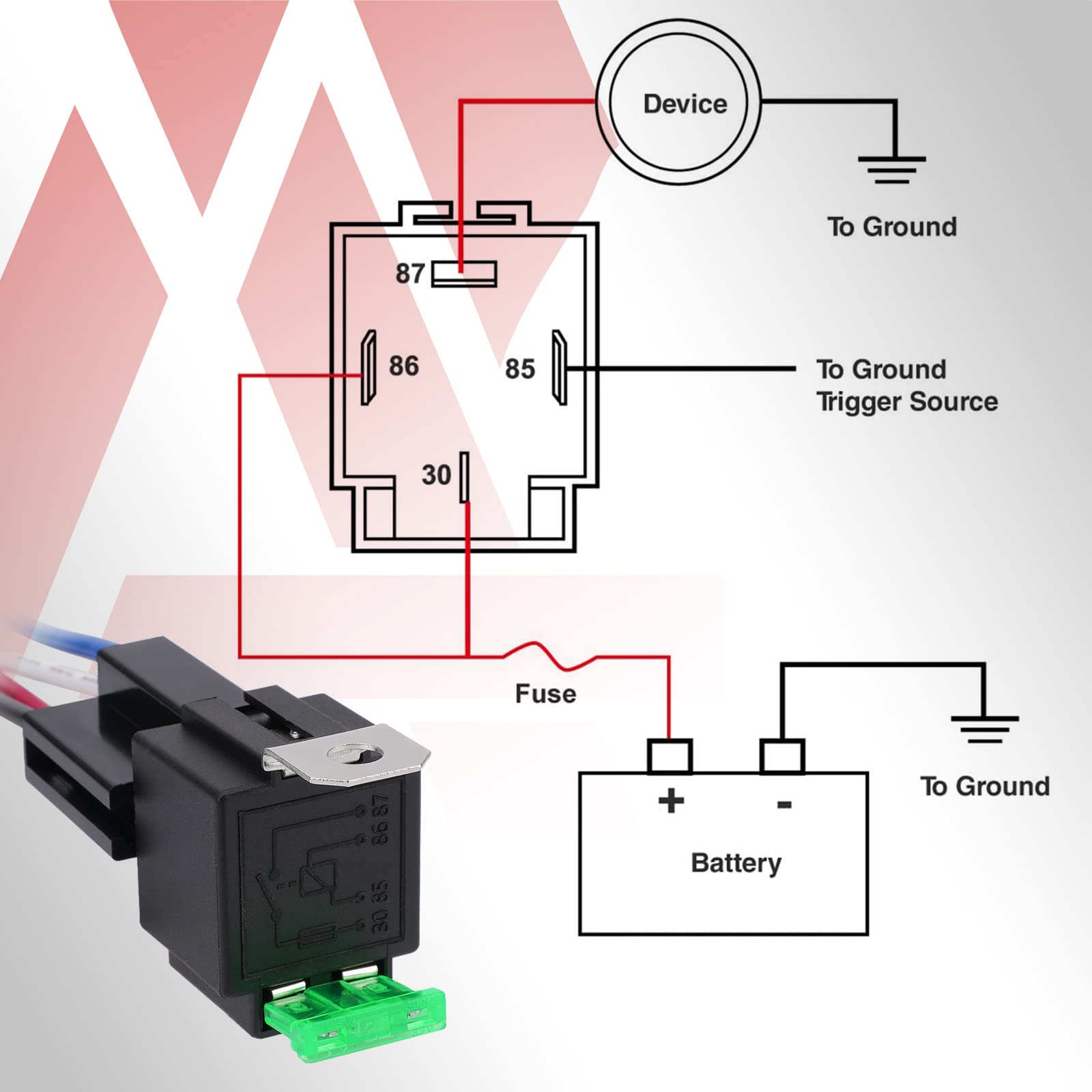 APIELE detail of integrated 30A blade fuse socket protecting the circuit