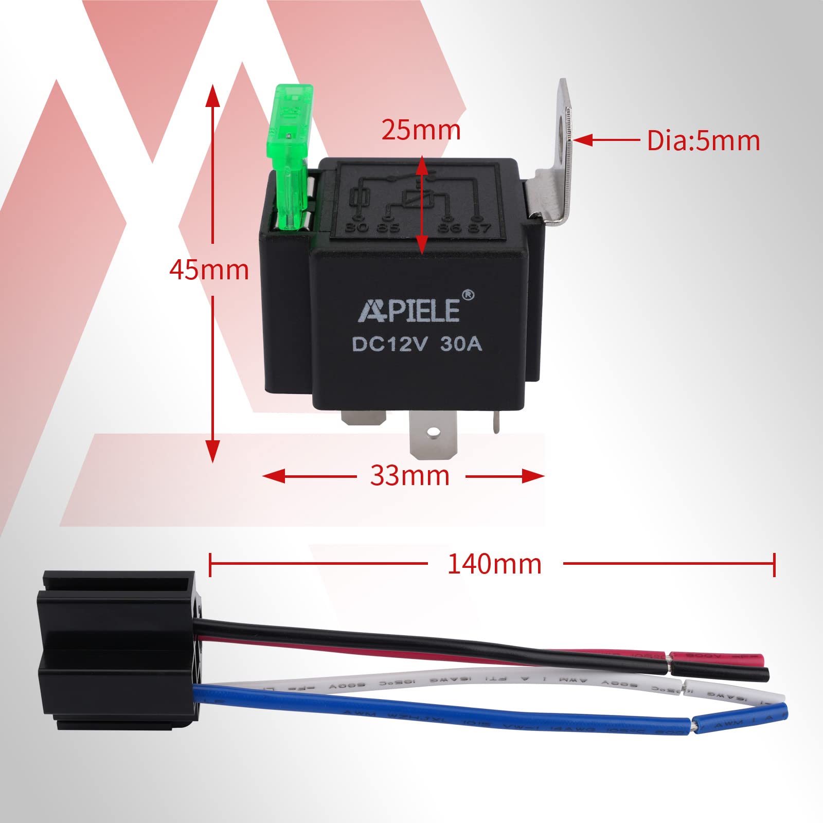 APIELE relay mounted on bracket in vehicle illustrating stable vibration-resistant fit