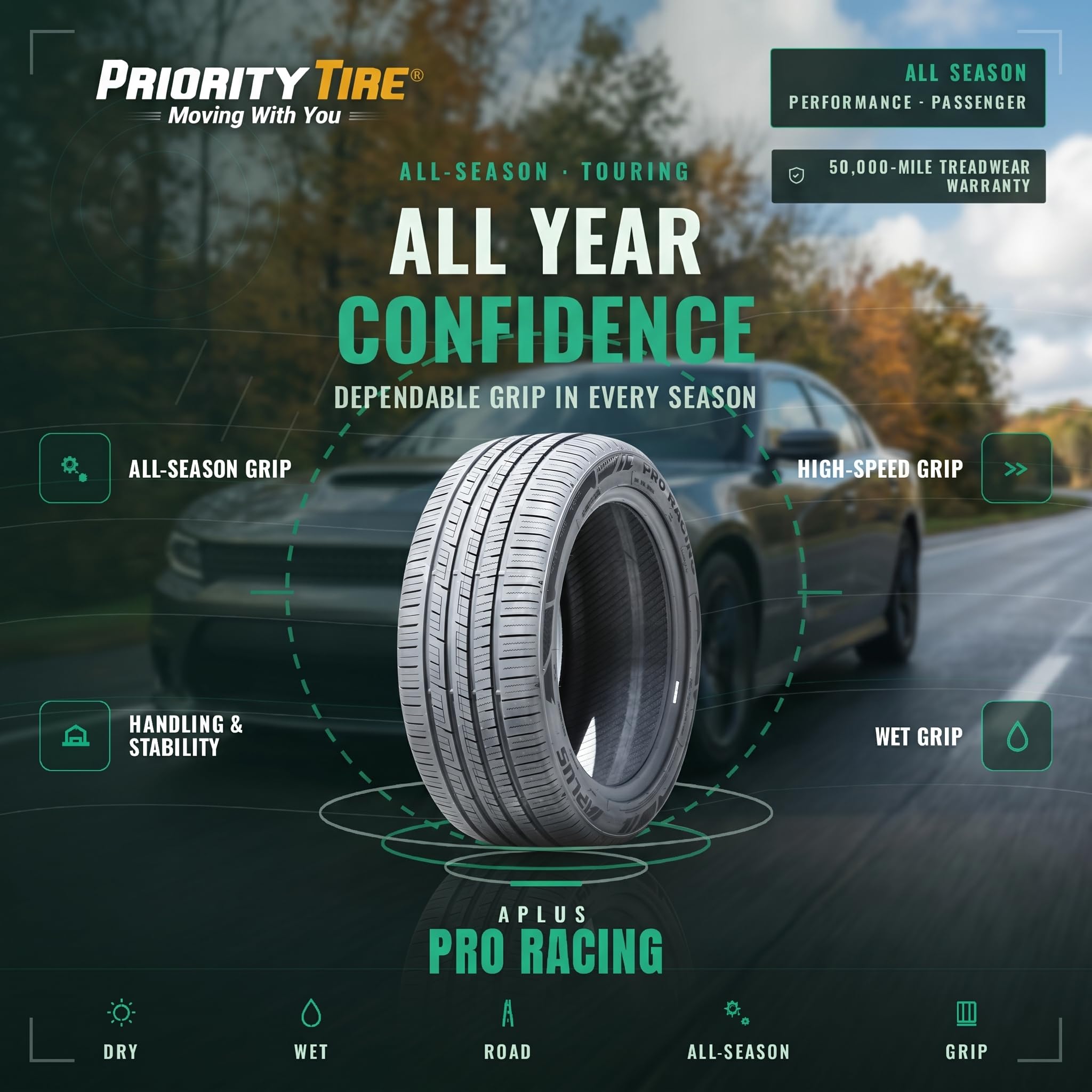 Aplus Pro Racing sidewall detail displaying reinforced belts and durability