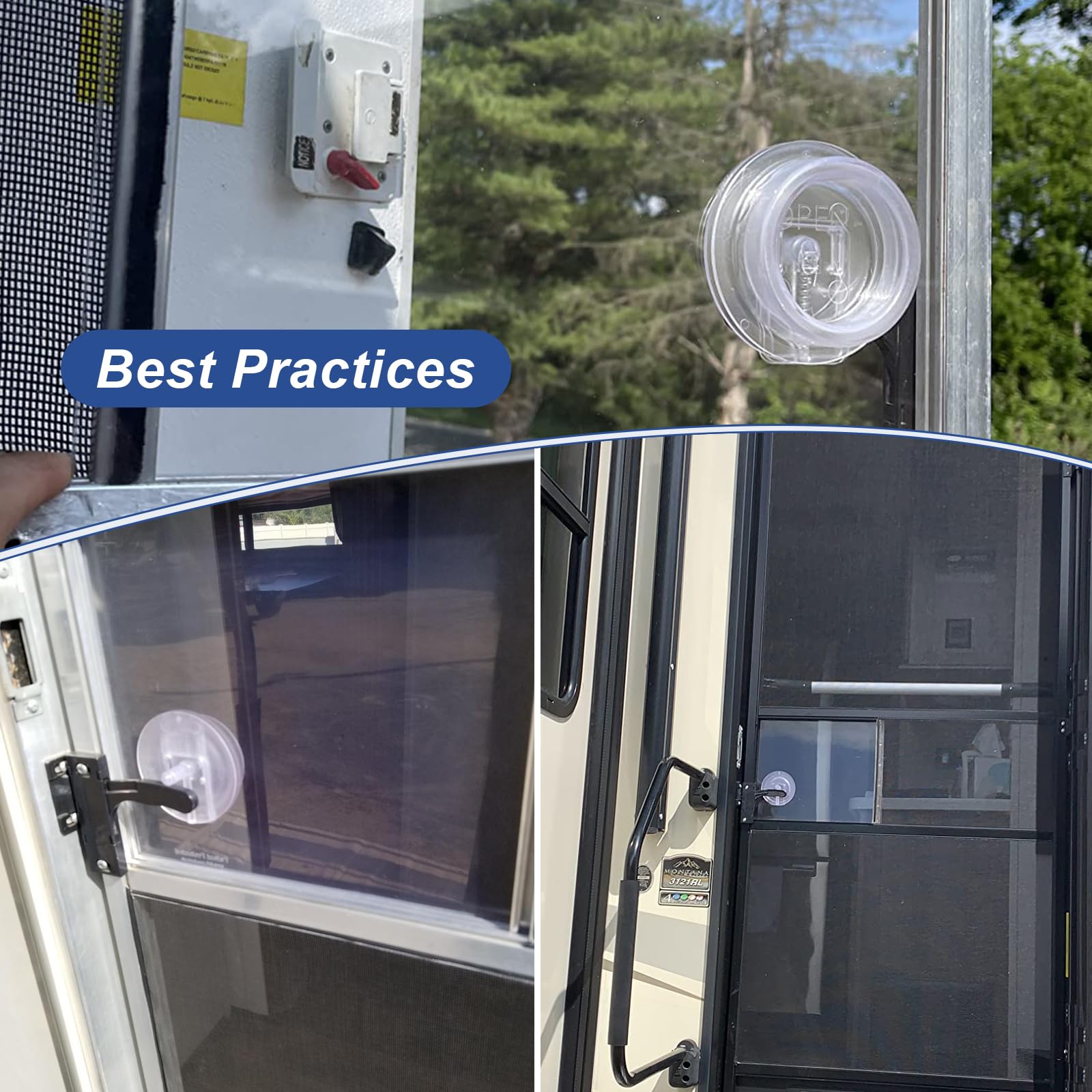 Apopip in lifestyle scene on open RV door showing convenient use