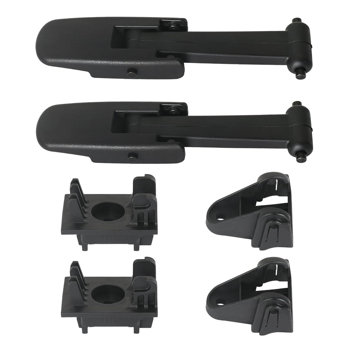 APPERFiT front view of 2-pack hood latch kit showing all included parts and benefits