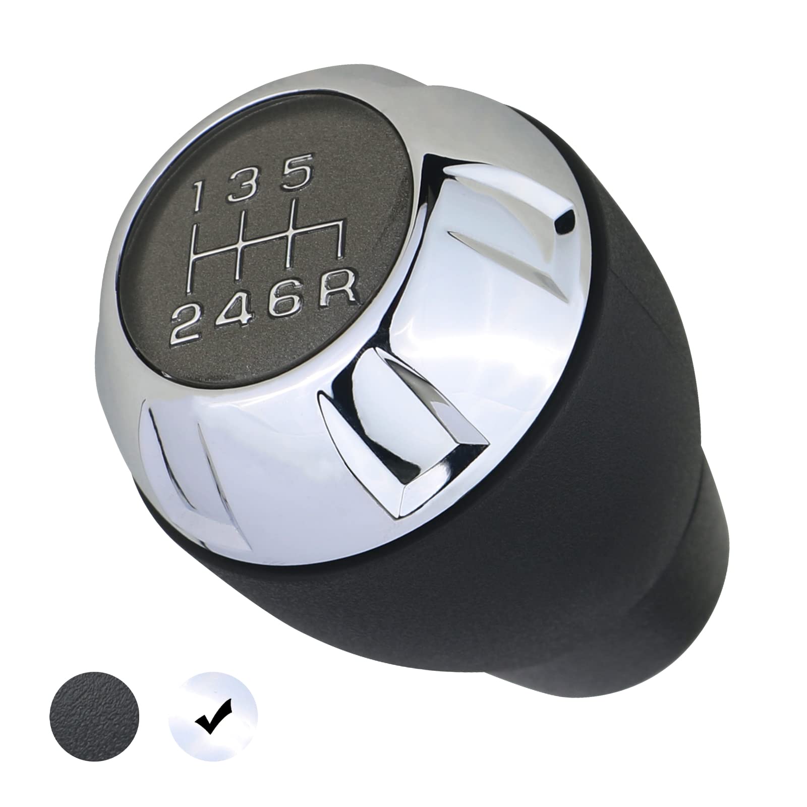 APPERFiT shift knob front view showing chrome and black finish for refreshed interior