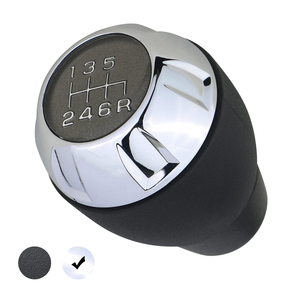 APPERFiT shift knob front view showing chrome and black finish for refreshed interior