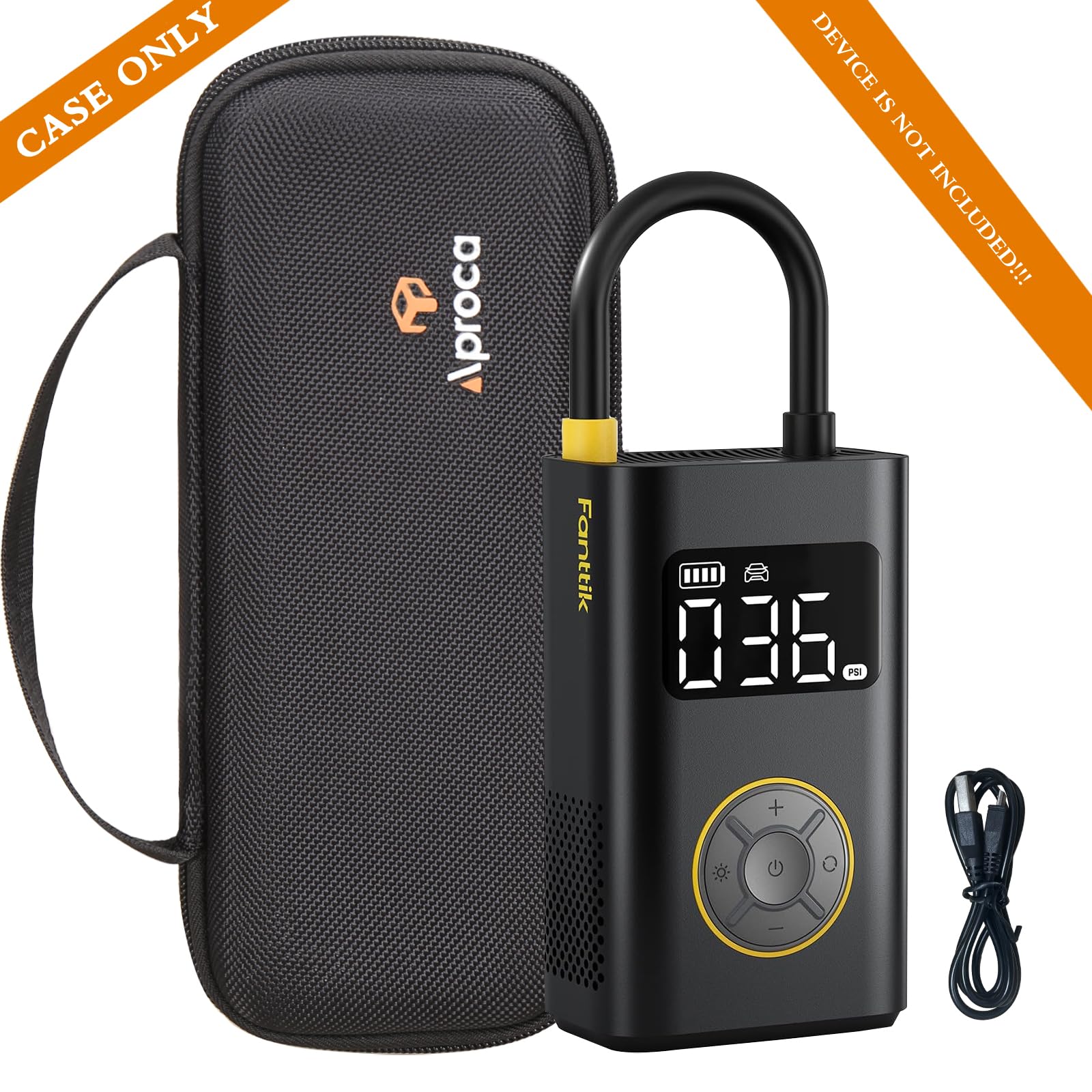Aproca case placed in car trunk keeping inflator tidy and accessible