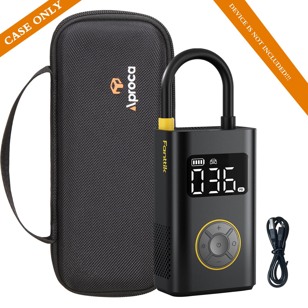 Aproca case placed in car trunk keeping inflator tidy and accessible