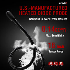 Aprvtio ALD-200 probe tip detail showing sensitive sensor for micro-leak locating