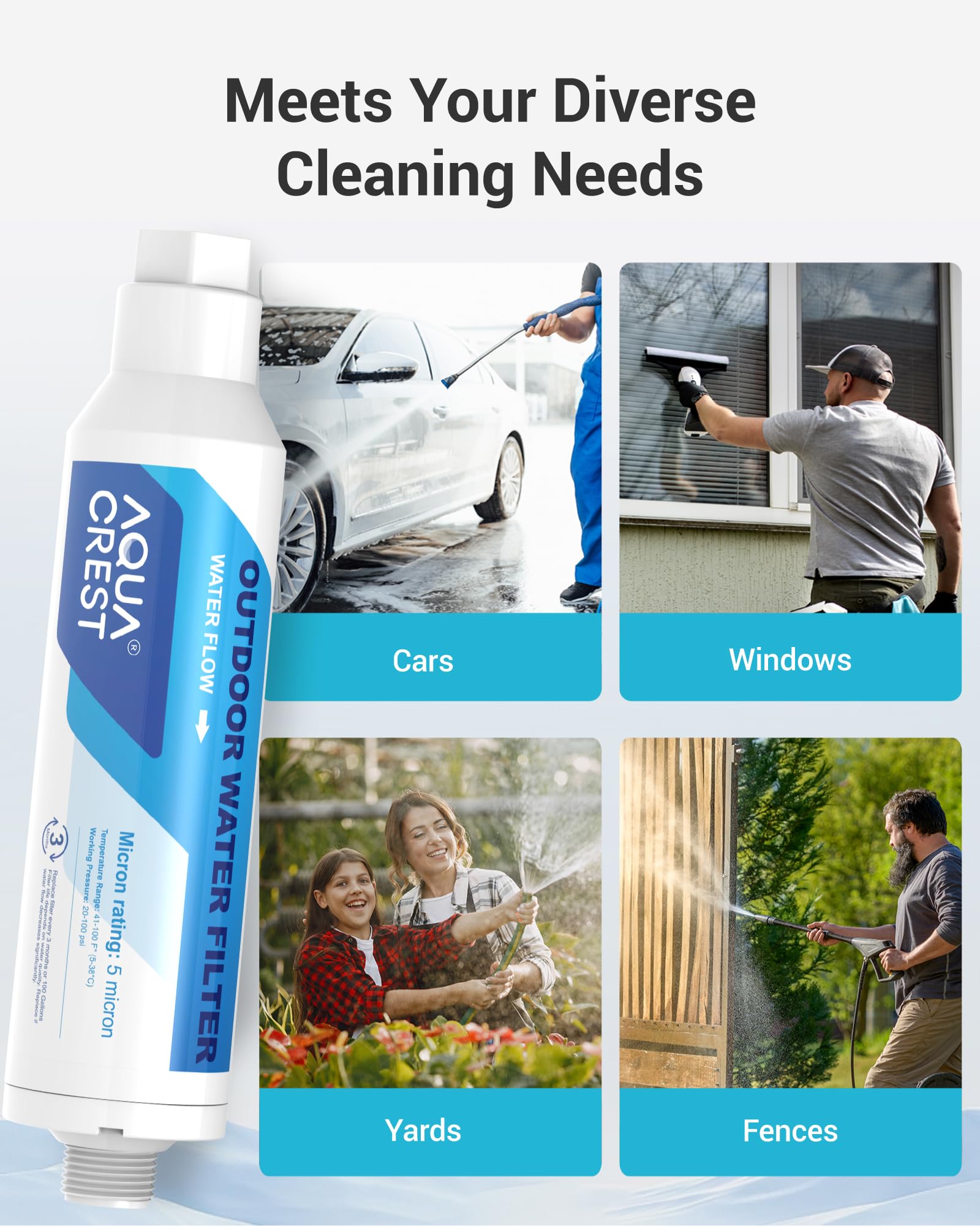 AQUA CREST connected to pressure washer ready to improve wash results