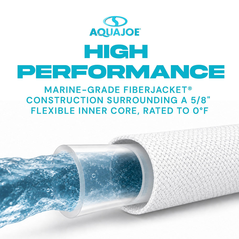Aqua Joe hose rinsing boat gear demonstrating marine-ready durability