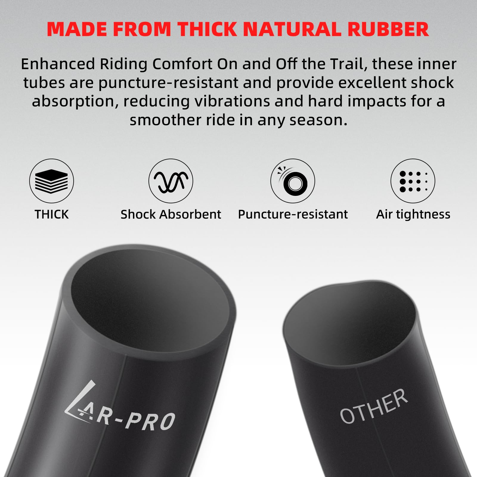 AR-PRO inner tube installed on a 12-inch rear wheel showing correct fit and secure seating