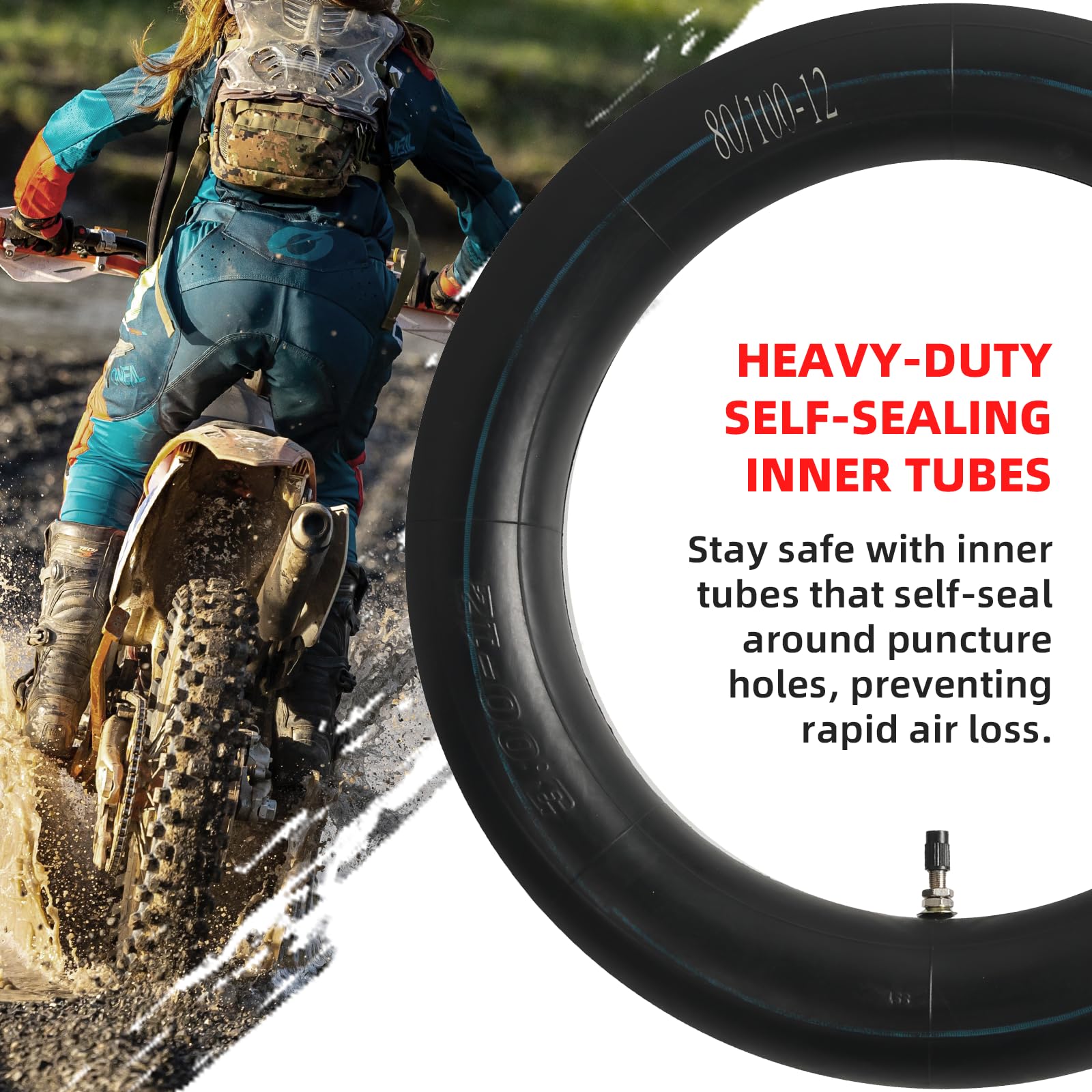 AR-PRO inner tube in a mechanic's trail bag highlighting ready spare for fast roadside repairs