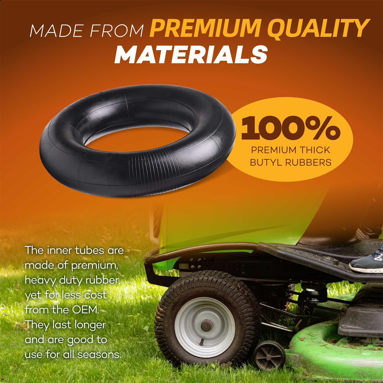 AR-PRO inner tube beside ruler showing accurate 13x5.00-6" sizing and fit