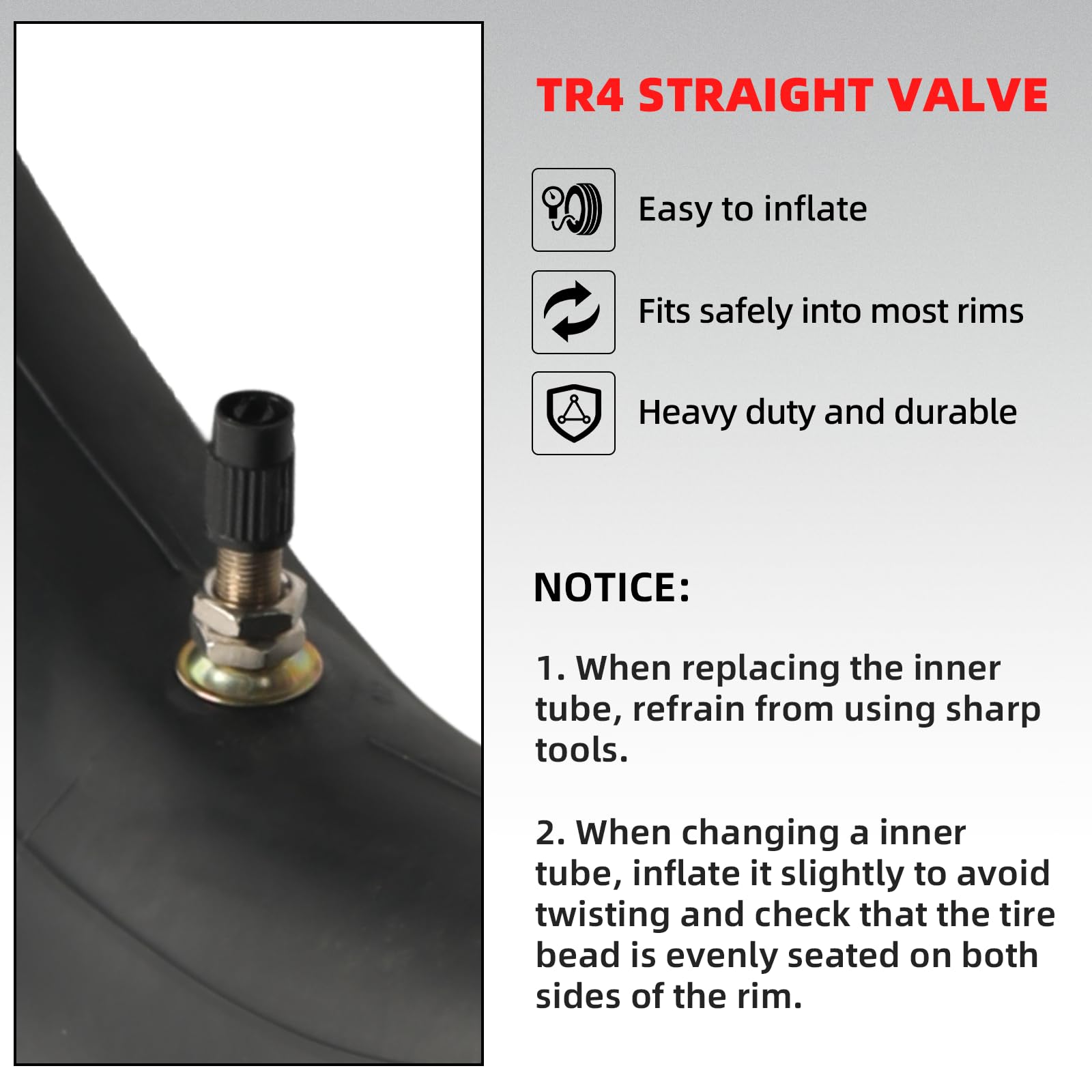 AR-PRO inner tube beside ruler to show 12-inch scale and confirm compatibility with rims