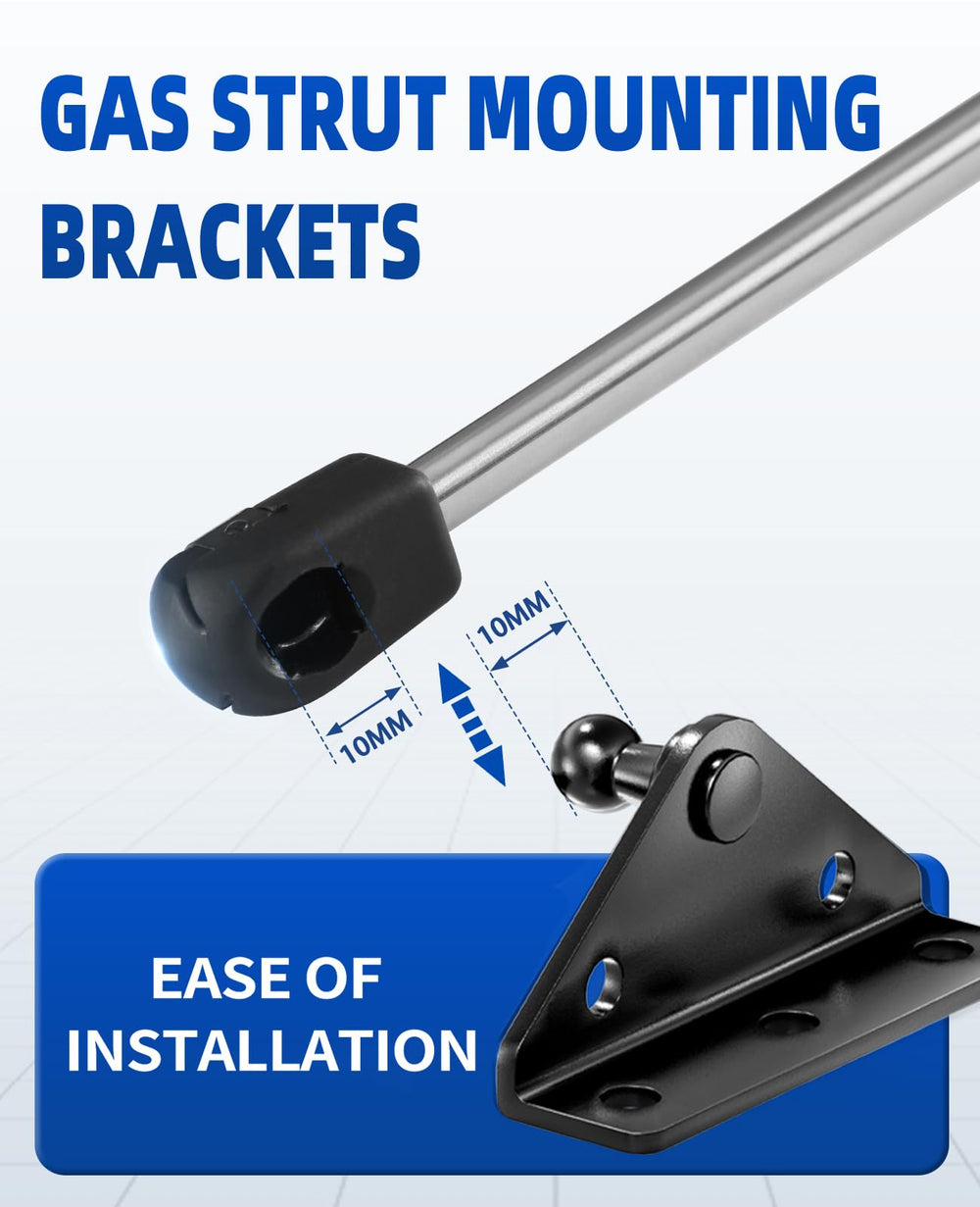 ARANA 10mm bracket with gas strut attached showing correct fit and easy snap-on benefit