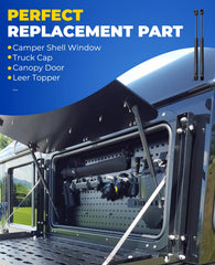 ARANA gas strut installed on a truck cap demonstrating smooth lift and hands-free hold