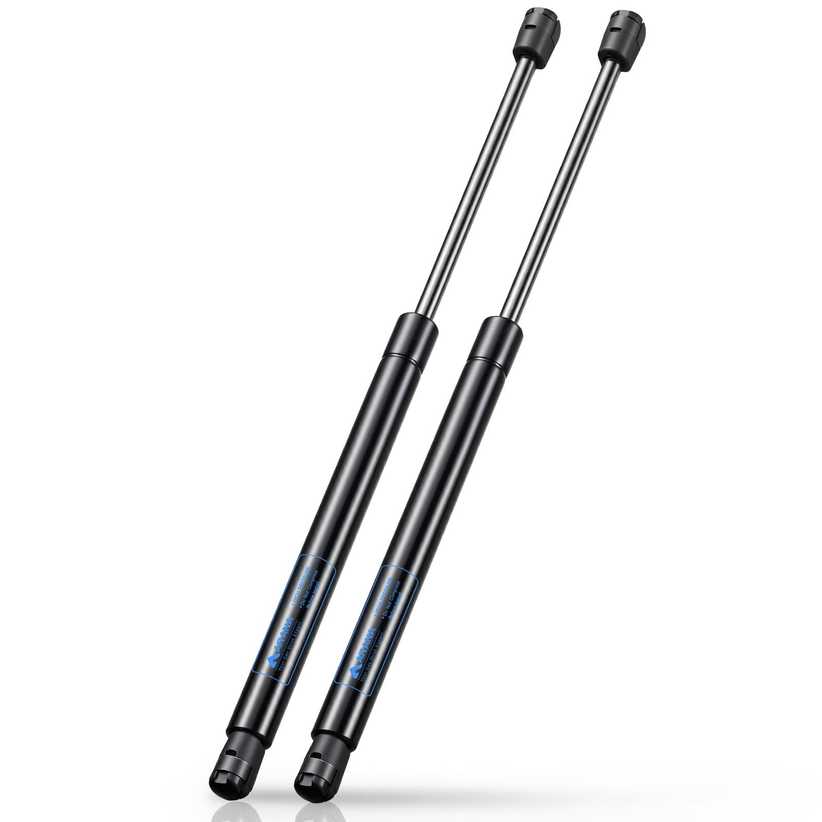 ARANA front view of 14-inch gas struts showing matched pair and mount points, reliable replacement