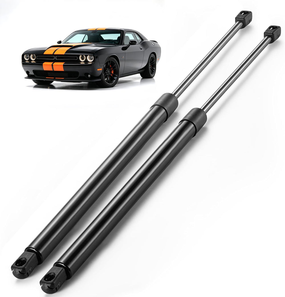 ARANA strut front view installed on Dodge Challenger showing restored hatch support