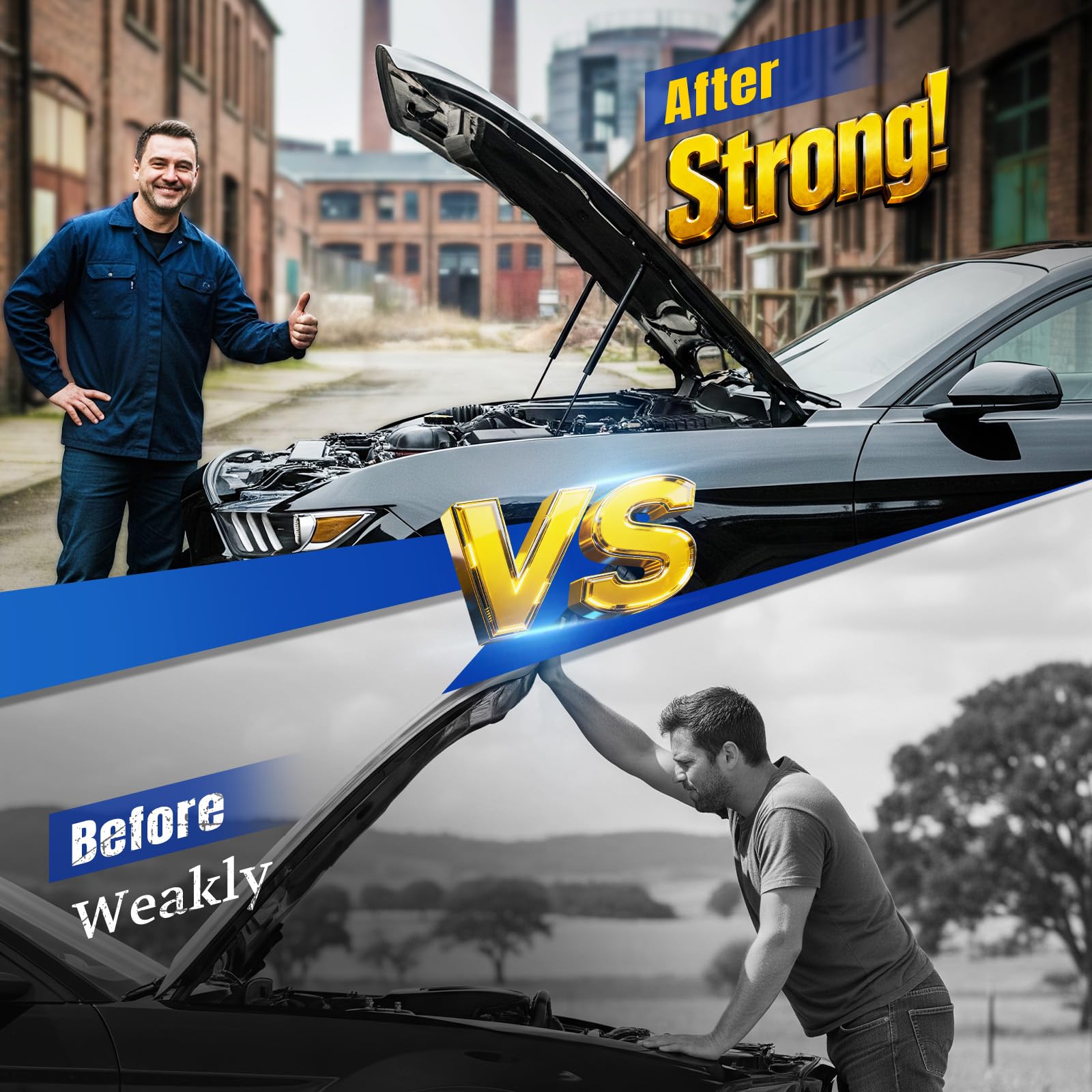 ARANA hood strut chrome plating detail demonstrating corrosion resistance benefit