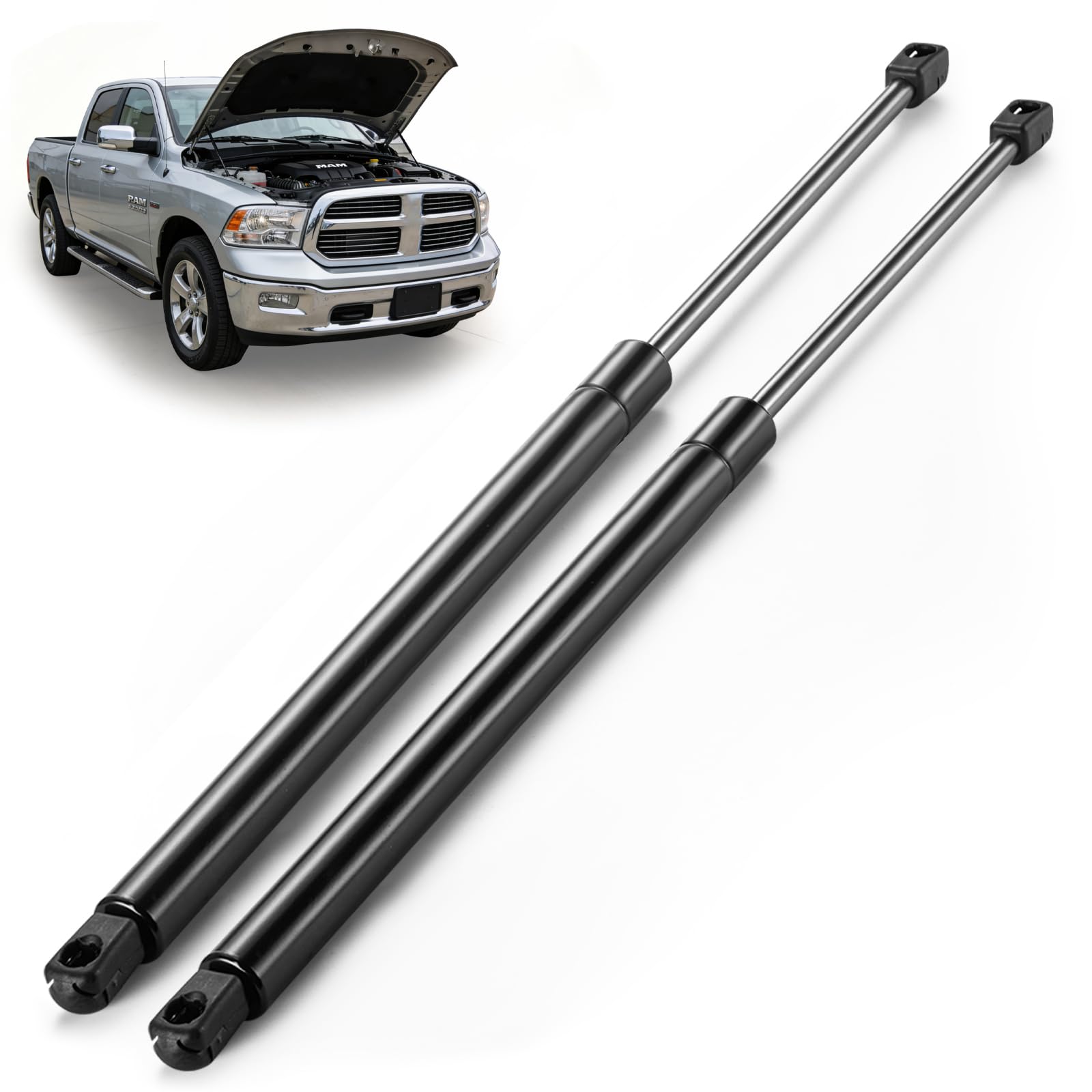 ARANA front-packaging showing two hood struts and box, reliable OEM replacement