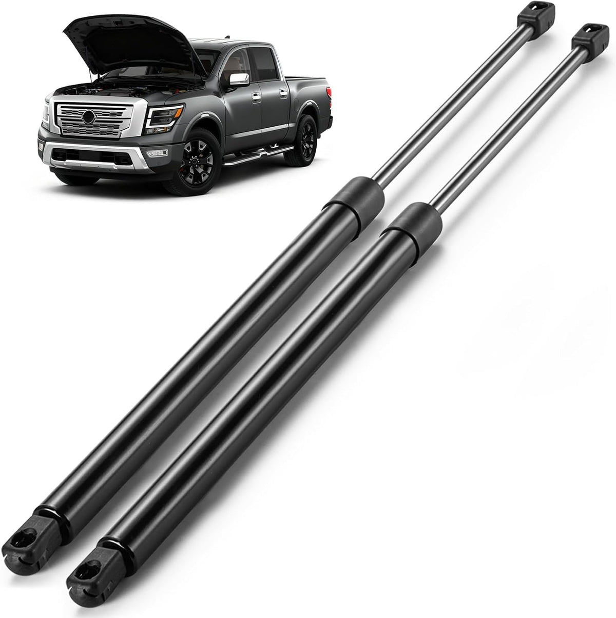 ARANA hood struts front view showing OEM fit and dependable lift