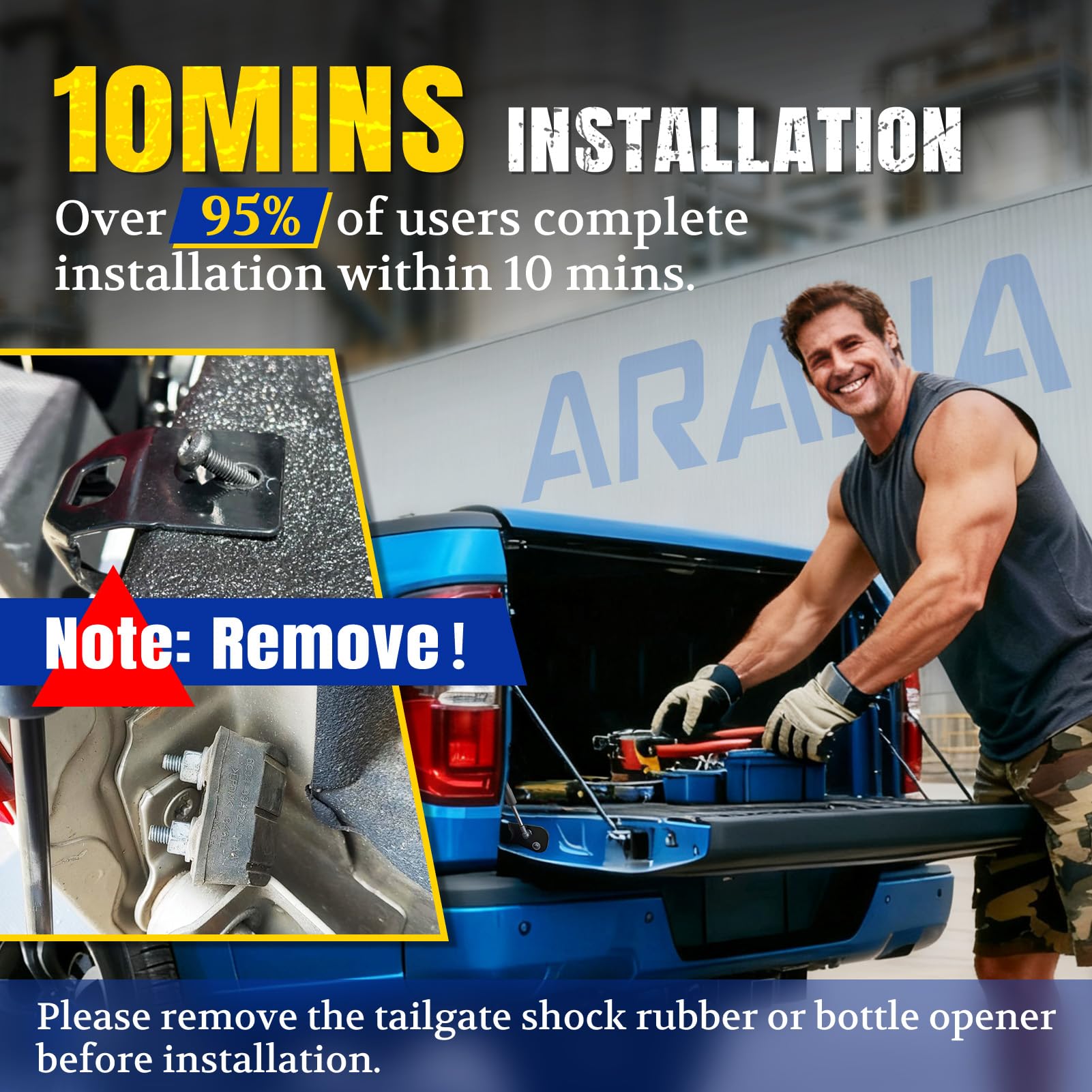 ARANA in use showing soft-open tailgate preventing sudden slams