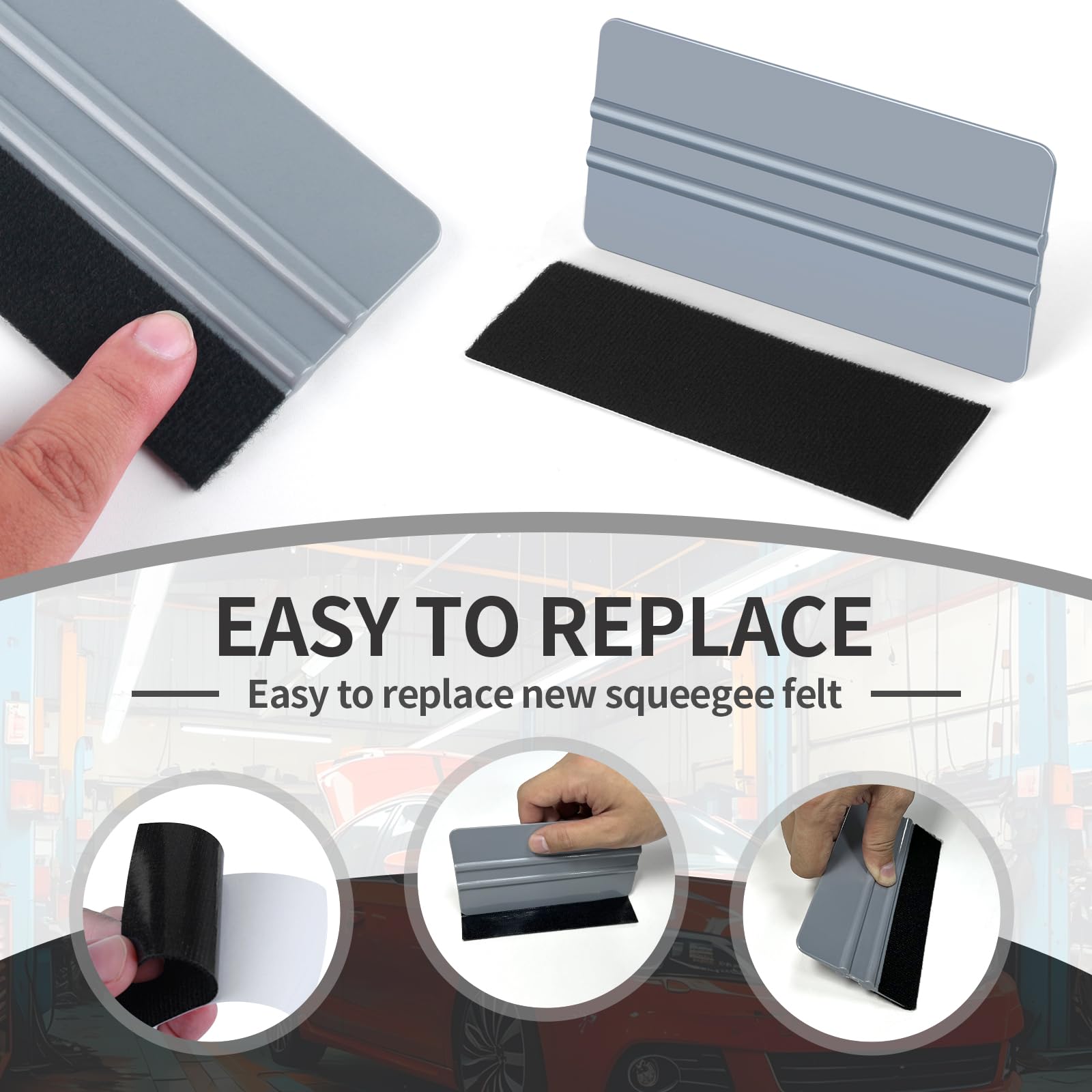 Arayker replaceable felt strips displayed for easy maintenance and consistent finish