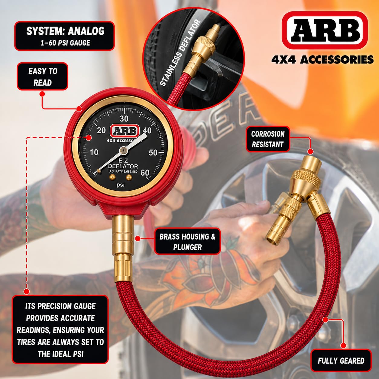 ARB flexible braided hose detail for easy connection and durability