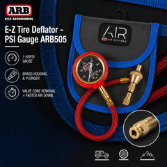 ARB valve-core removal handle in use for fast air-down control