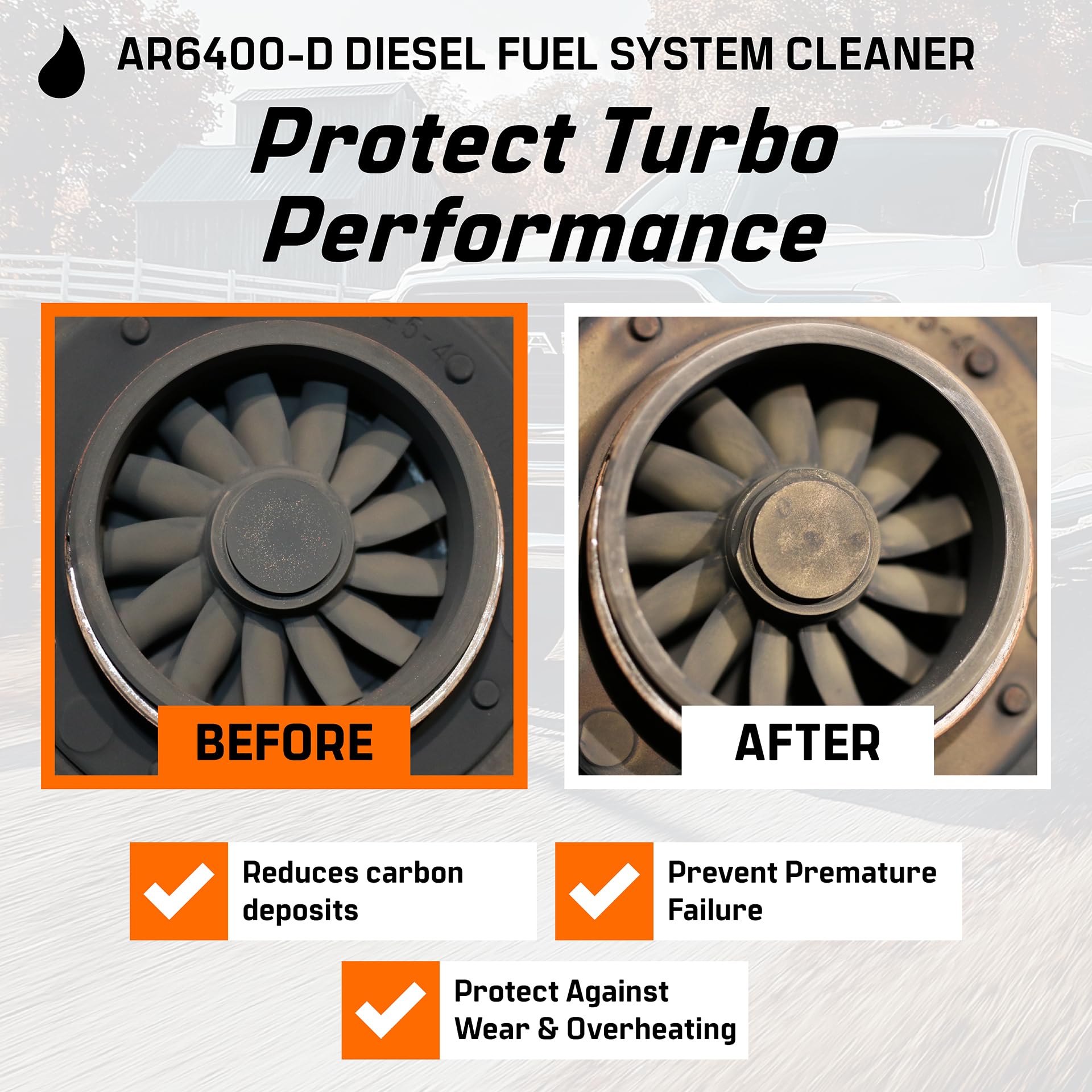 Archoil AR6400-D bottle near engine bay illustrating in-tank application