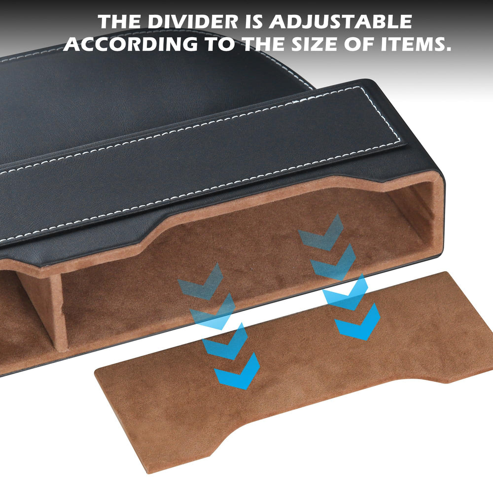 Arcoche installed driver-side blocking seat gap keeping phone and keys accessible