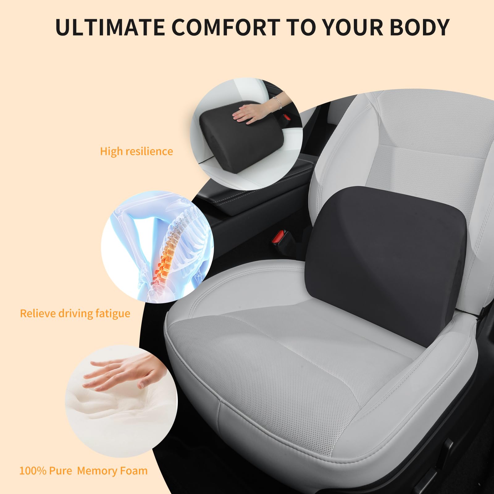 Arcoche installed on Tesla headrest demonstrating ergonomic support