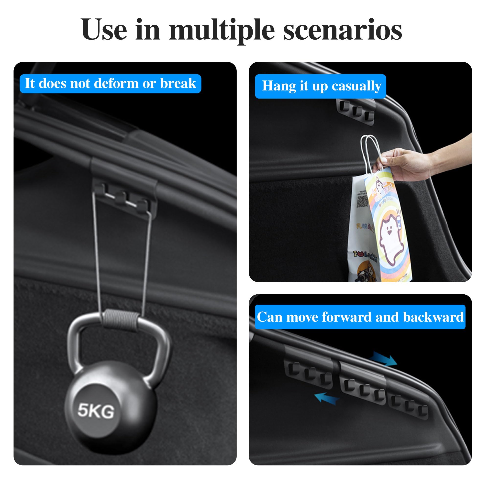 Arcoche hook in lifestyle trunk scene with groceries showing organized-car benefit