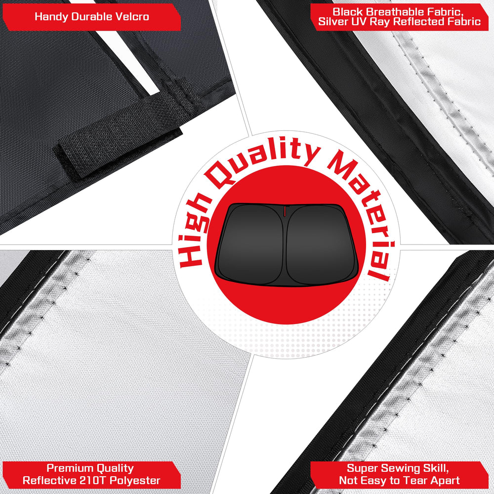 ARISMOTOR full windshield coverage sealing edges to block sunlight and UV exposure