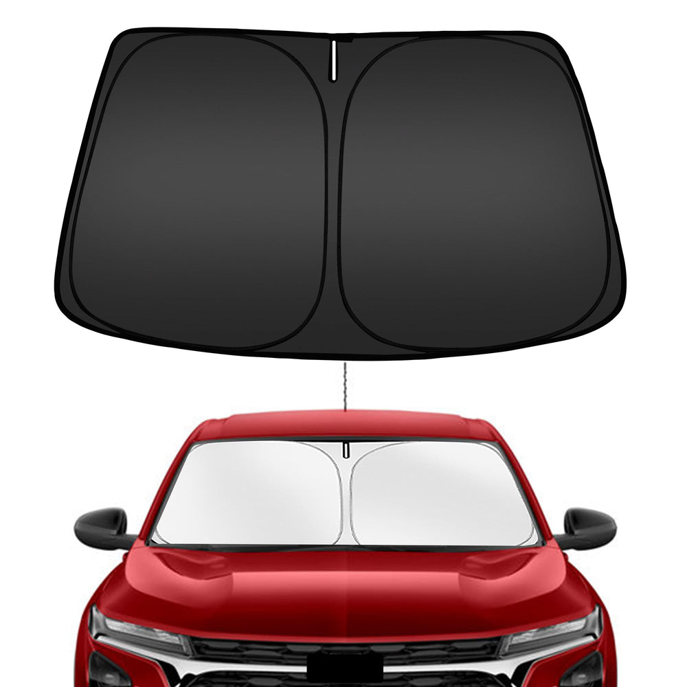 ARISMOTOR front view of shade showing full windshield coverage benefit