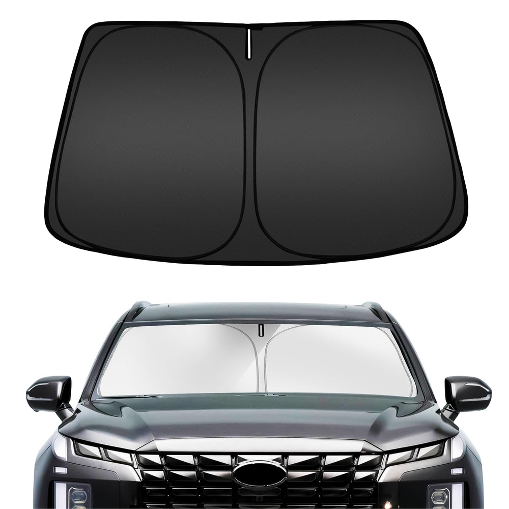 ARISMOTOR front view showing full windshield coverage and precise fit for Palisade