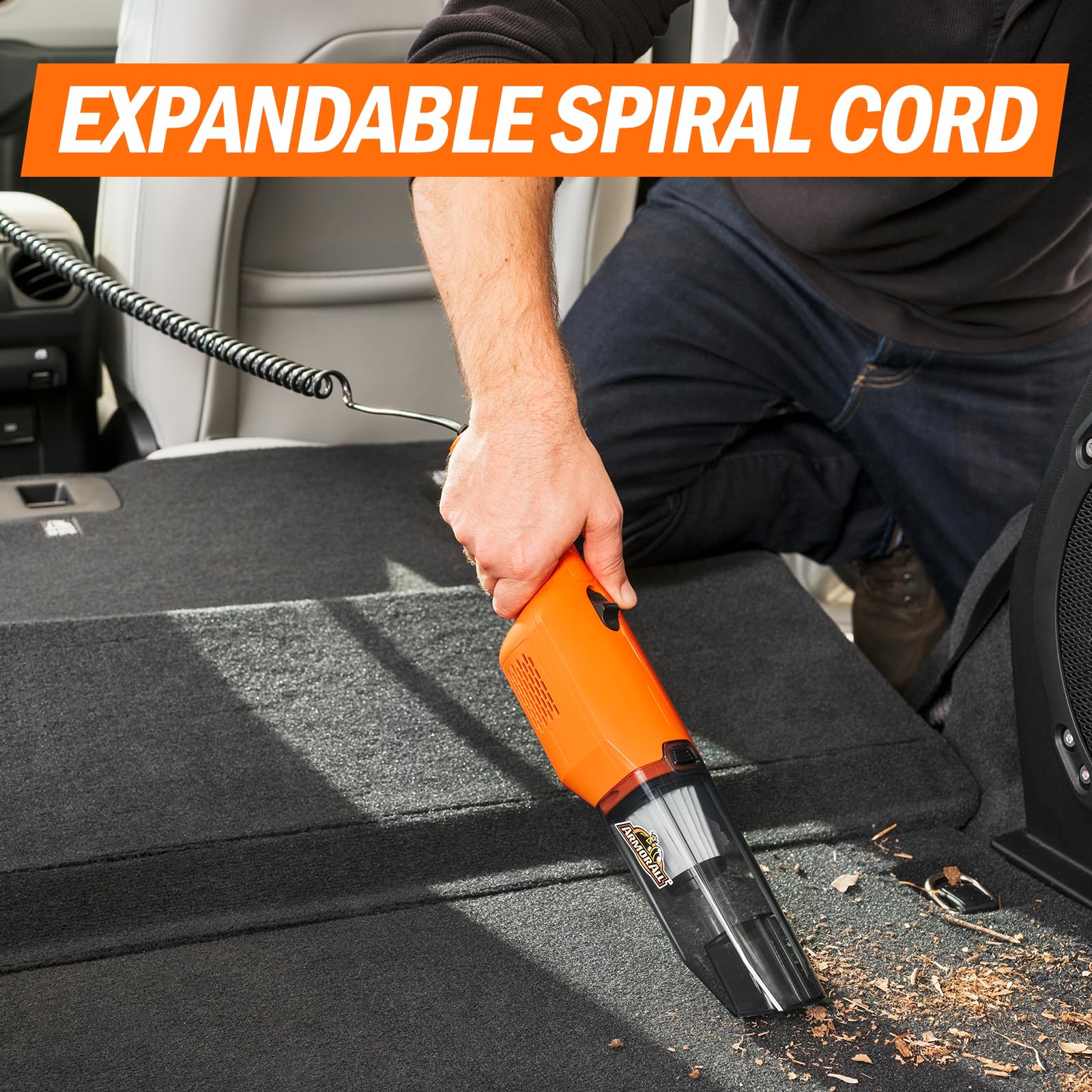 Armor All removable dust cup detached for fast emptying and easy maintenance