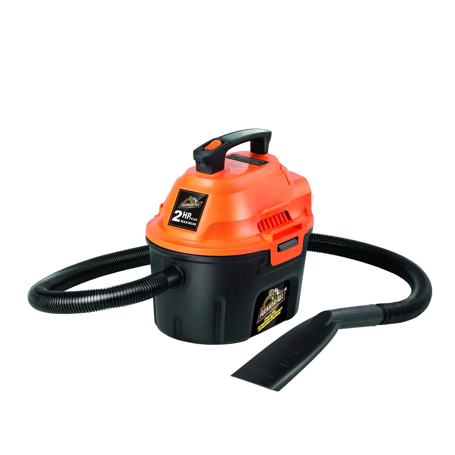 Armor All AA255 front view showing compact orange tank and handle for easy transport