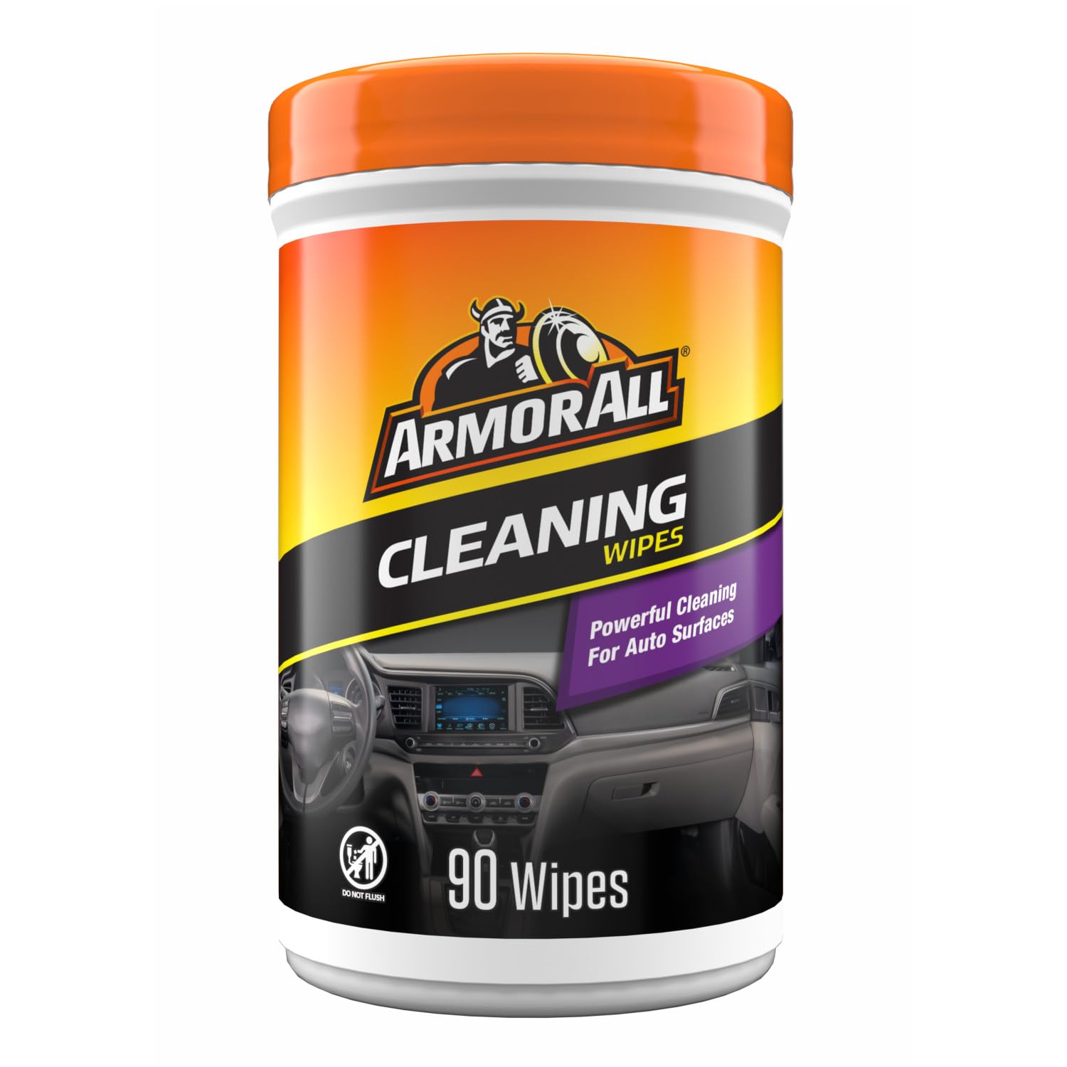 Armor All front canister showing 90-count label and brand benefit