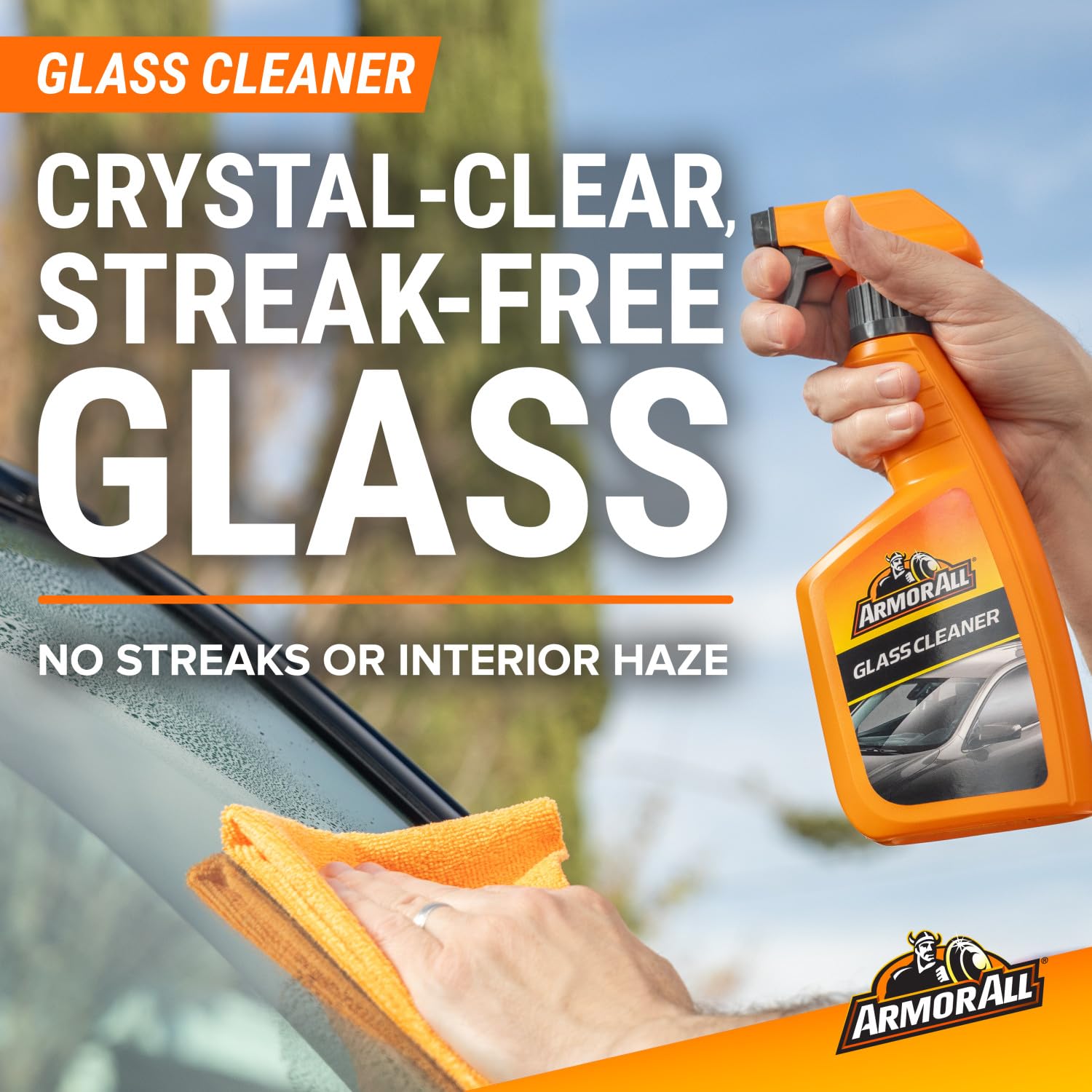 Armor All interior cleaning demo on dashboard showing streak-free surface care