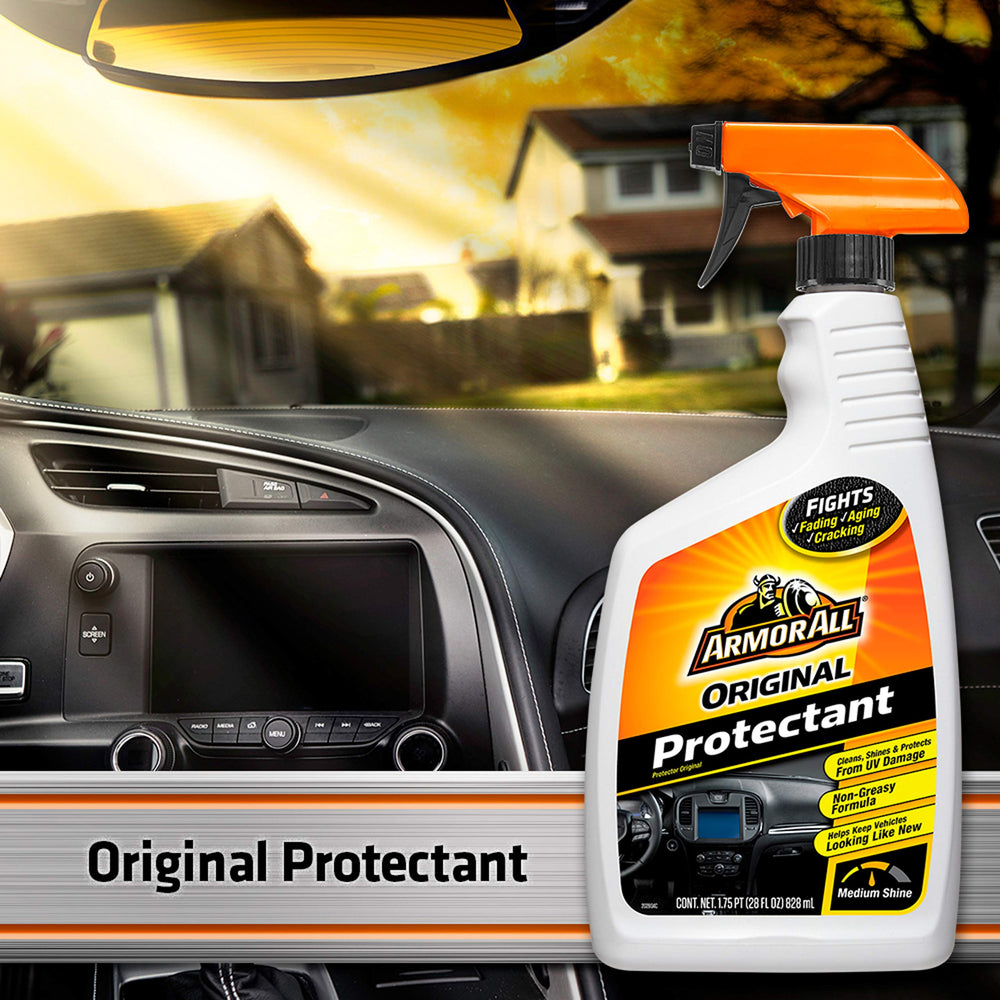 Armor All spray trigger close-up demonstrating easy, controlled application