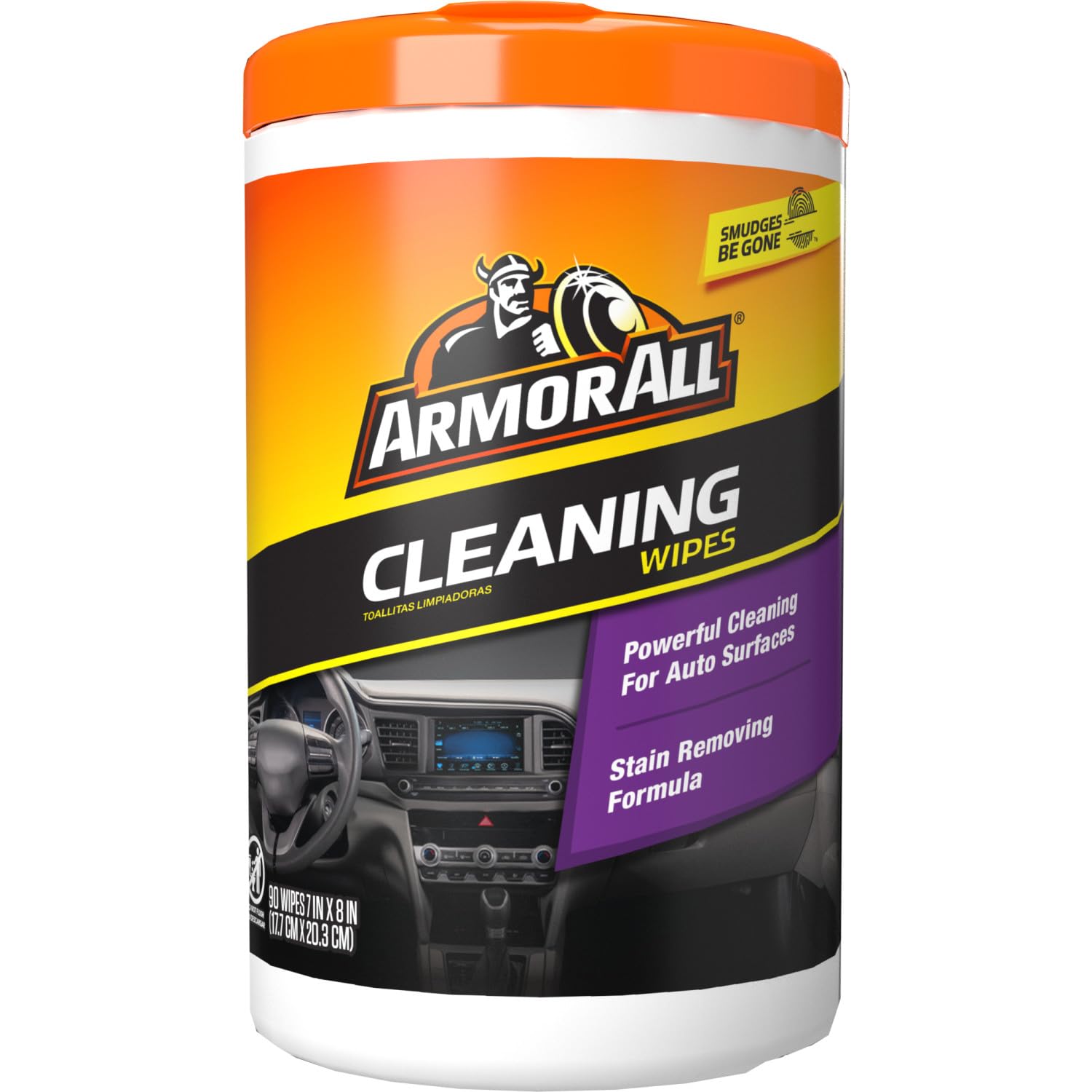 Armor All wipes with a common object to show canister size and portability