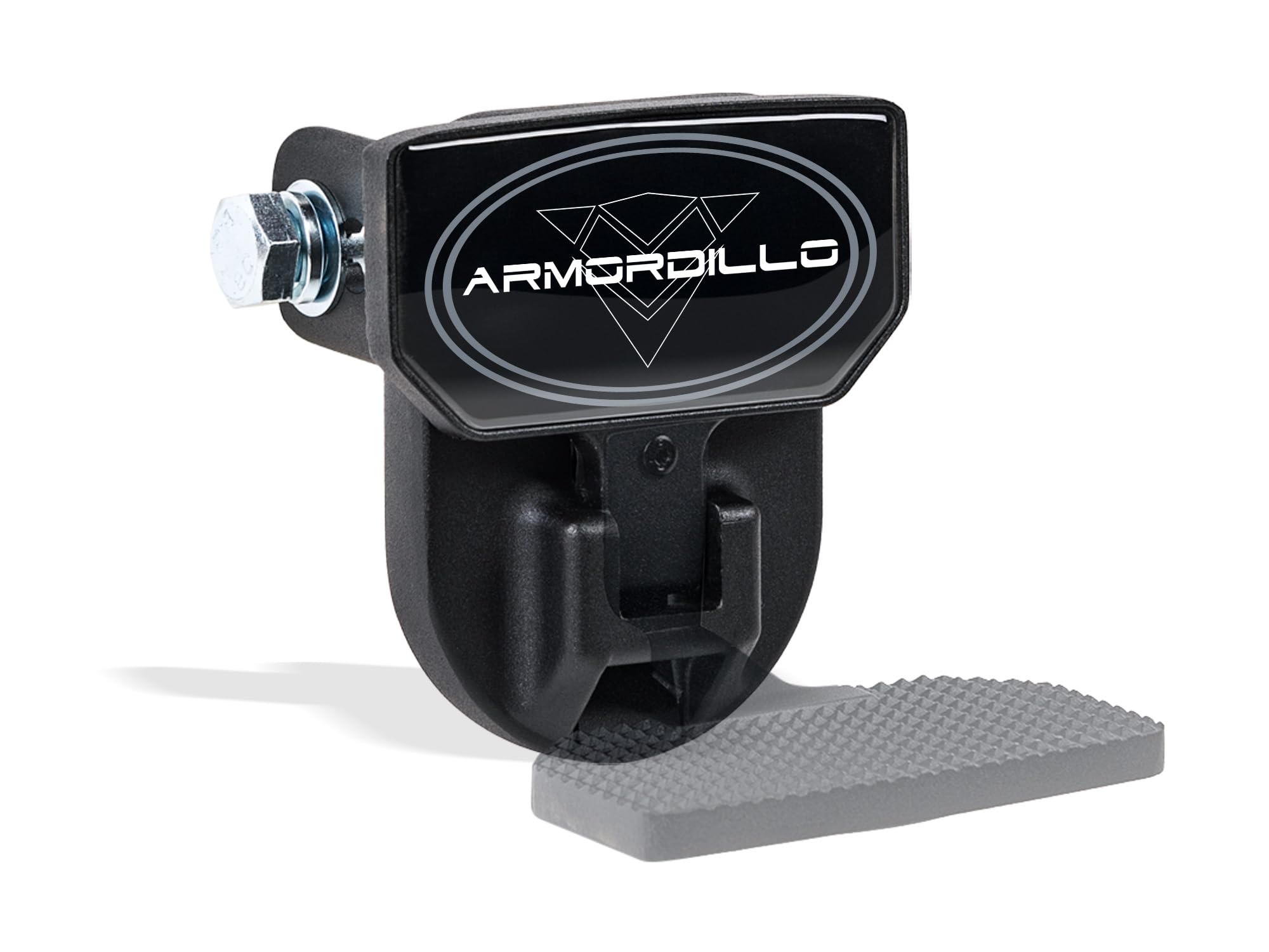 Armordillo front view hitch step showing sturdy platform and safe access