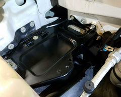 ARONOVA tray installed in vehicle demonstrating correct fit and battery support