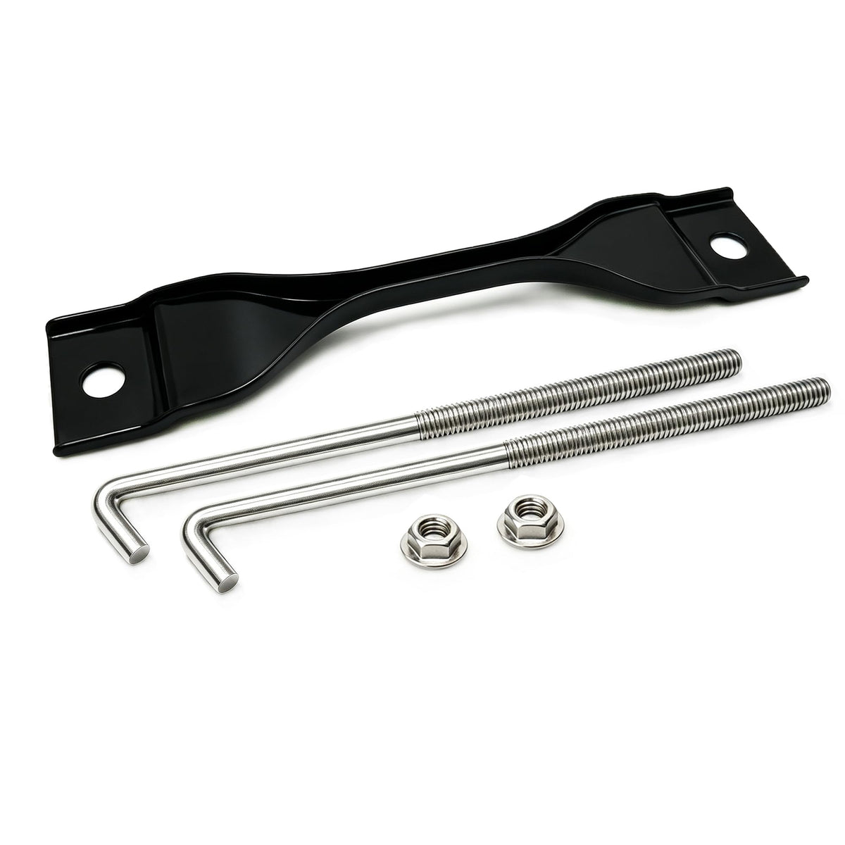 ARONOVA front view of j-bolt kit showing the hardware and brand benefits