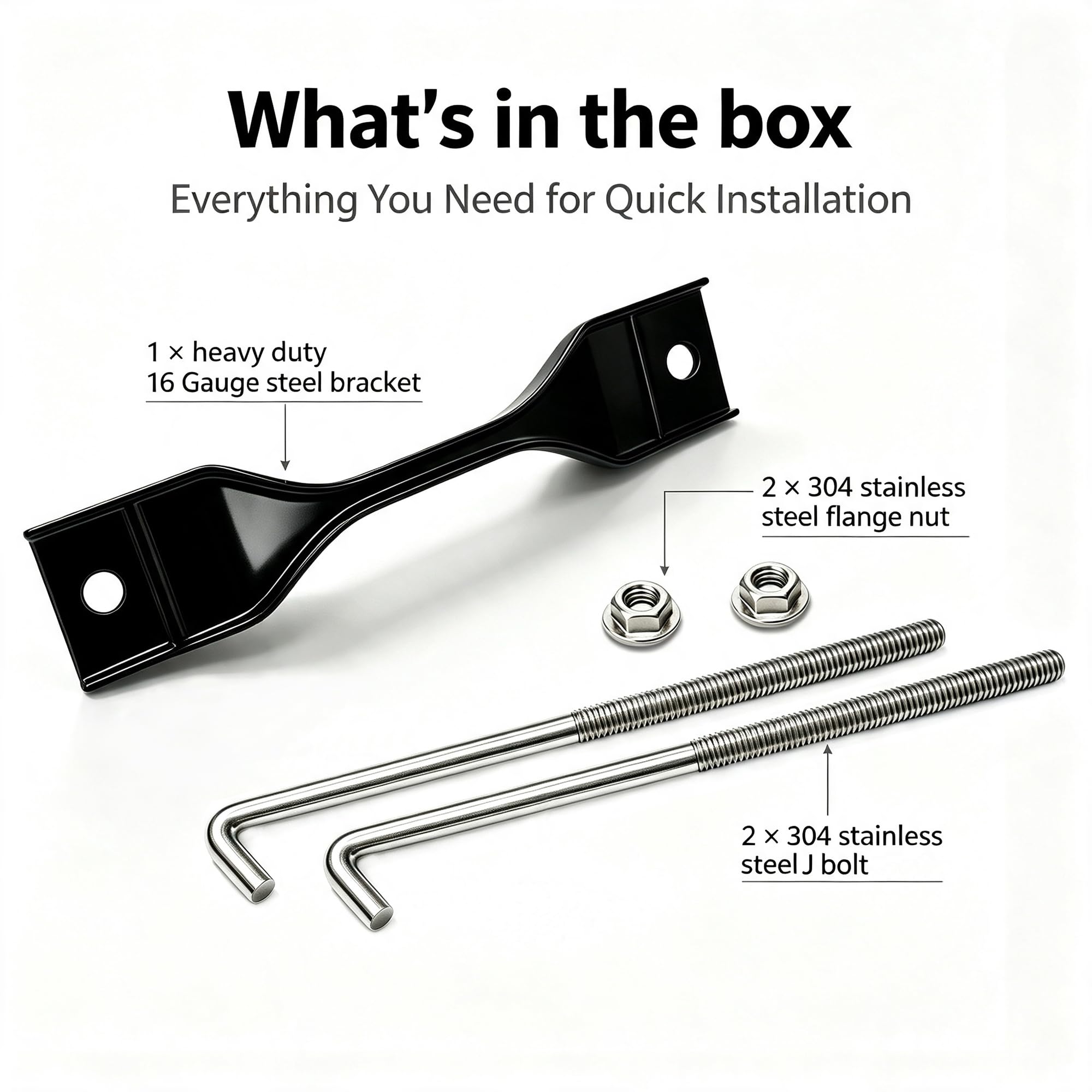 ARONOVA j-bolt beside a ruler showing size accuracy and fitment benefit