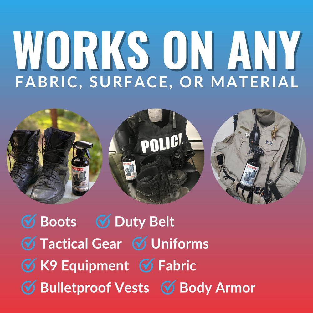 Arrest My Vest being sprayed on a ballistic vest to neutralize odor